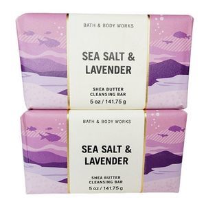 2 SEA SALT & LAVENDER Cleansing Bar Soap Bath & Body Works Shea Butter 5oz NEW